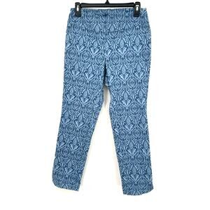 Soft Surroundings Size Small Petite Pants Blue Floral All Over Print Tapered Leg